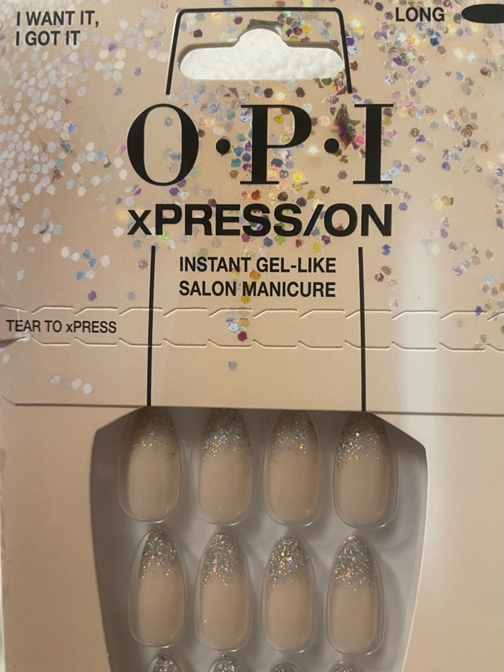 OPI Nude Ombre Press-On Nails with Silver Glitter Accents - Picture 7 of 10